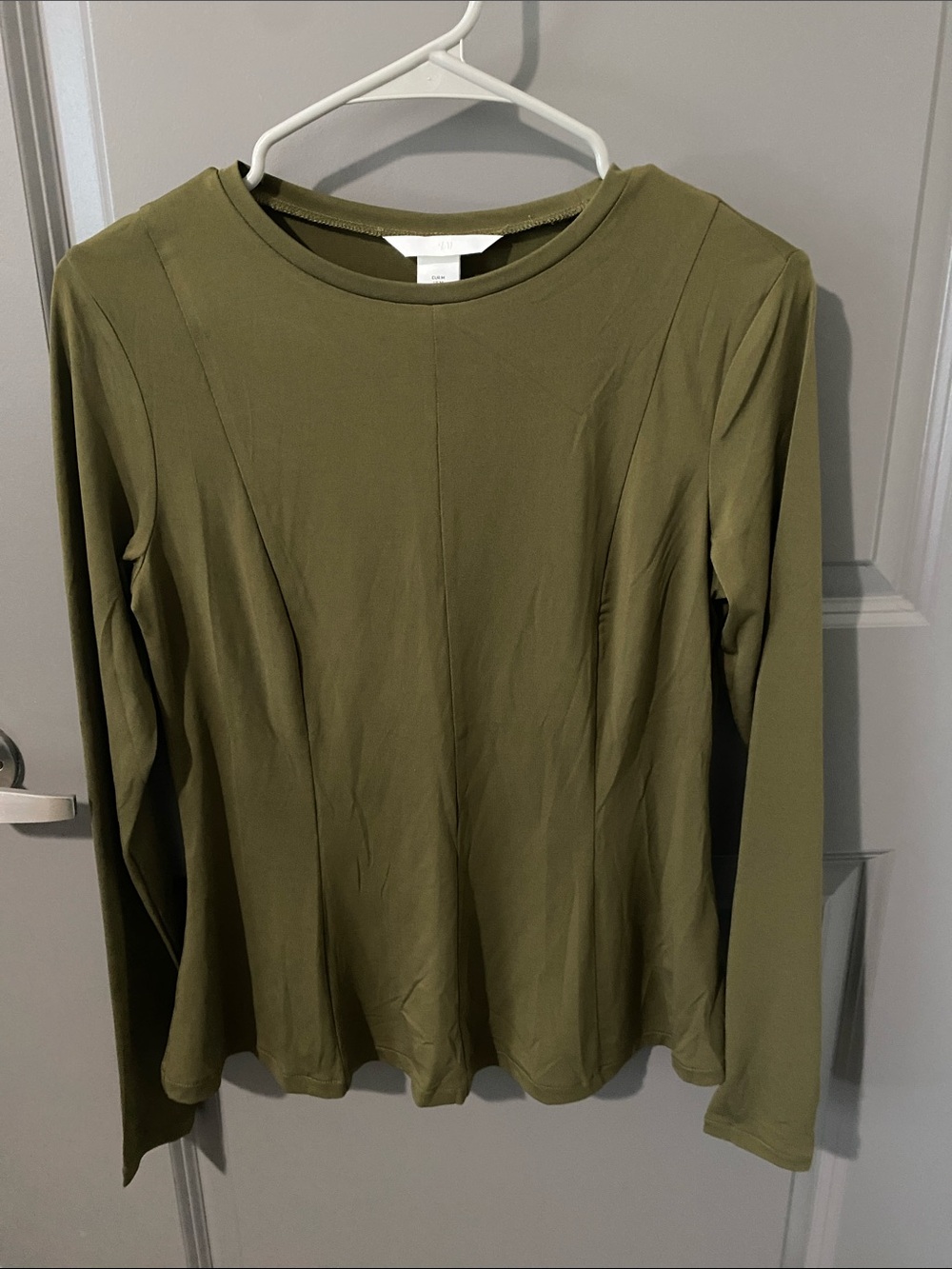 H&M Olive Green Long Sleeve Crew Neck Tee